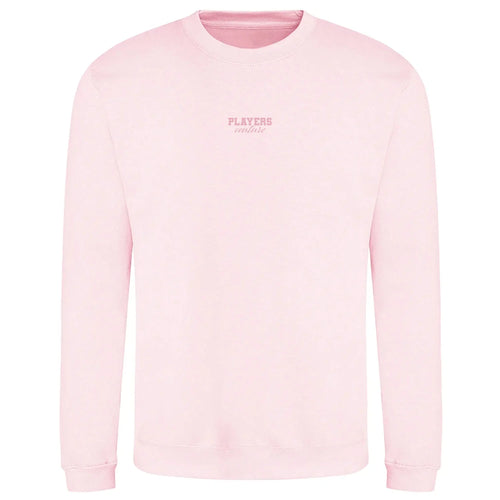 Essentials Collection hoodie – pink men's hoodie with black Essentials Collection letters and Players Couture logo on the