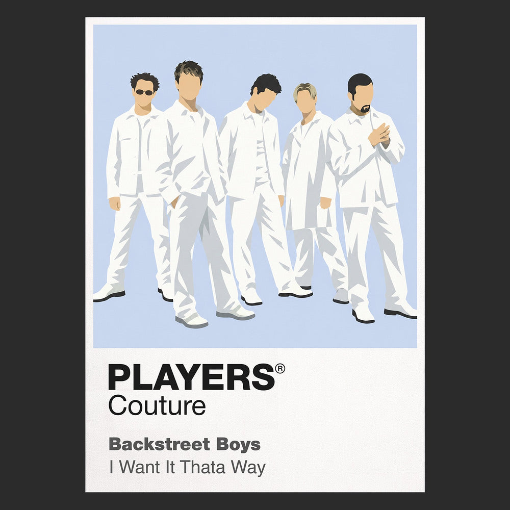 Backstreet Boys the five-member formation and coordinated Millennium-era styling Icon Frame artwork in black