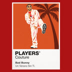 Bad Bunny Bad Bunny's Puerto Rican identity, sunglasses and changing fashion eras Icon Frame artwork in red