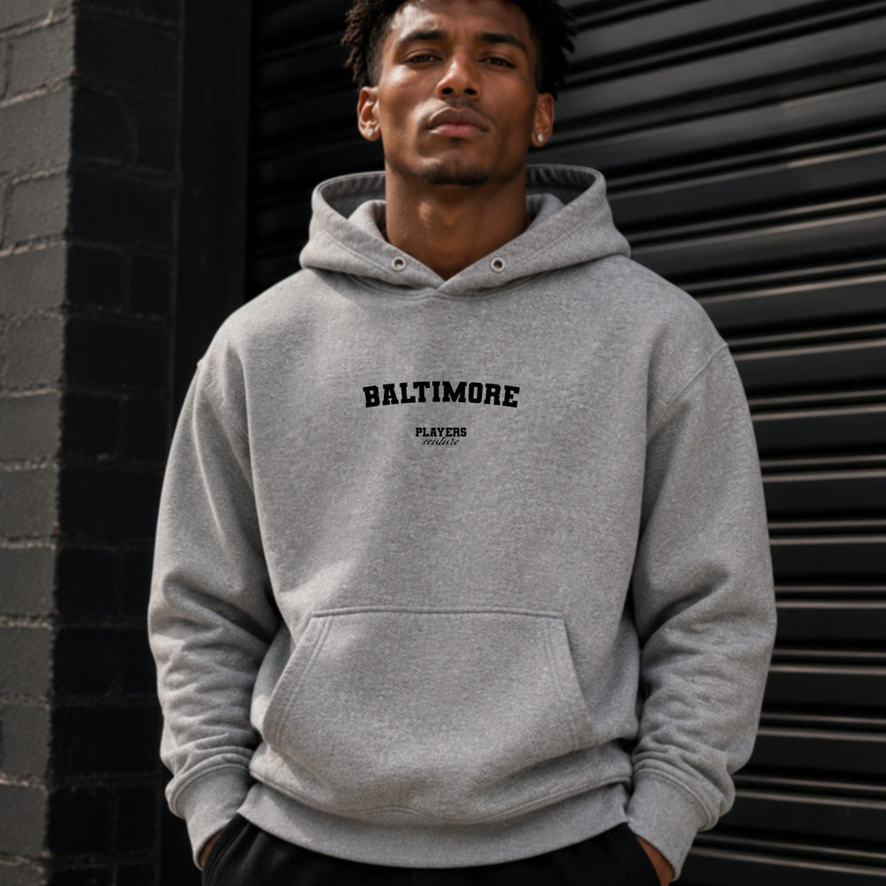 baltimore name-print hoodie - grey