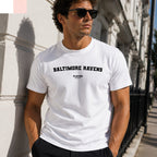 Baltimore Ravens Men's T-Shirt — lifestyle photo, White t-shirt