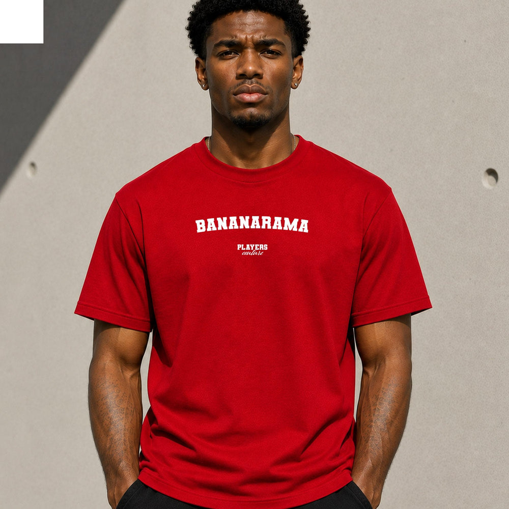 Bananarama Men's T-Shirt — lifestyle photo, Red t-shirt