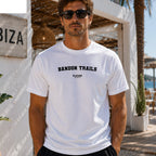 Bandon Trails white T-shirt lifestyle photograph