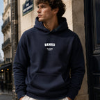 banks name-print hoodie - navy