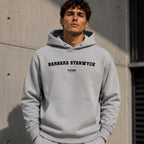 barbara-stanwyck name-print hoodie - grey