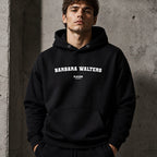 barbara-walters name-print hoodie - black