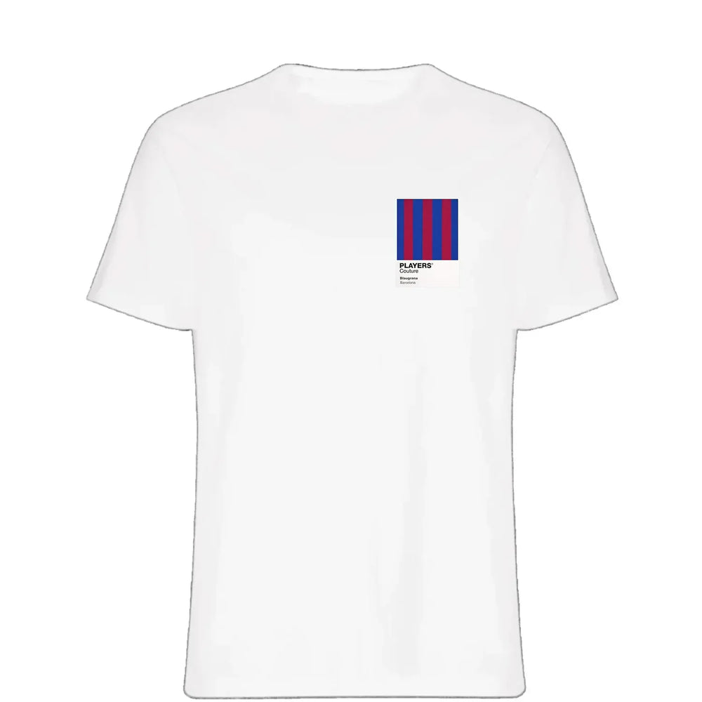 Barcelona Home t-shirt – white men's t-shirt featuring the Barcelona Home Players Couture logo