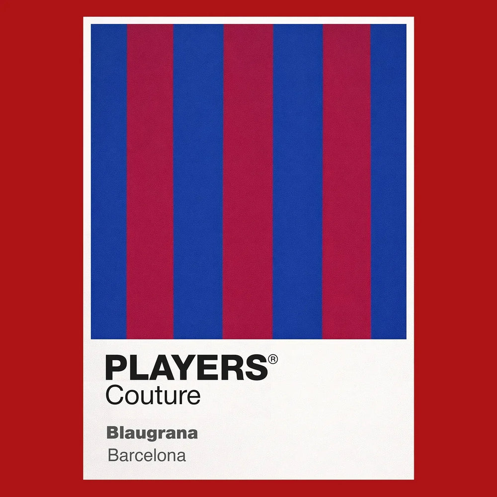 Barcelona Home Classic Football Shirt Colours Frame Men's T-Shirt – red close-up detail shot of the Barcelona Home Players
