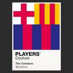 Barcelona Logo Classic Football Shirt Colours Frame Men's T-Shirt – black close-up detail shot of the Barcelona Players