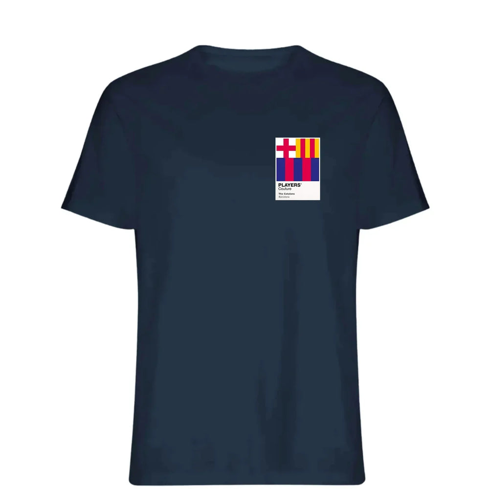 Barcelona t-shirt – navy men's t-shirt featuring the Barcelona Players Couture logo