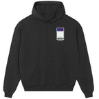 Barcelona Monopoly Card hoodie – grey men's hoodie with black Barcelona Monopoly Card letters and Players Couture logo on