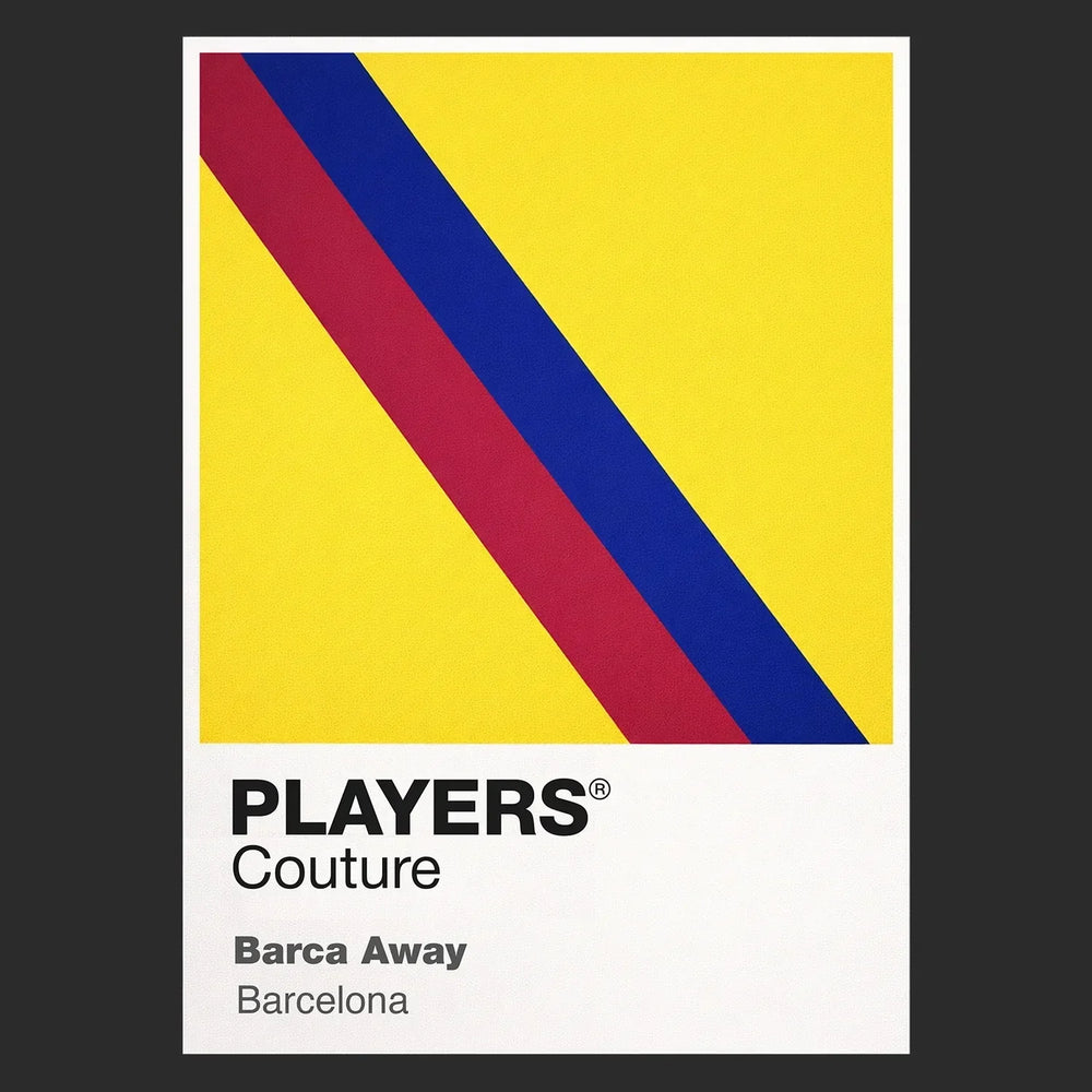 Barcelona Away Classic Football Shirt Colours Frame Men's T-Shirt – yellow close-up detail shot of the Barcelona Away