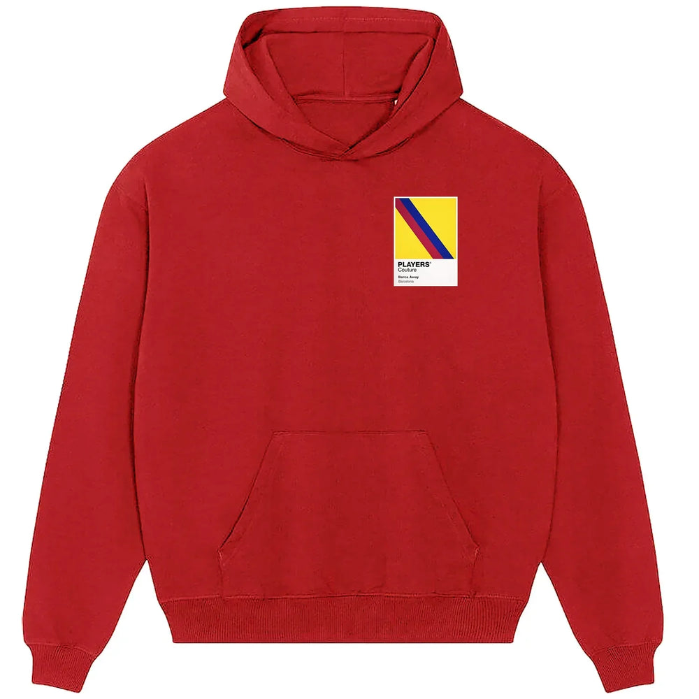Barcelona Away Football hoodie – yellow men's hoodie featuring the Barcelona Away Football Players Couture logo