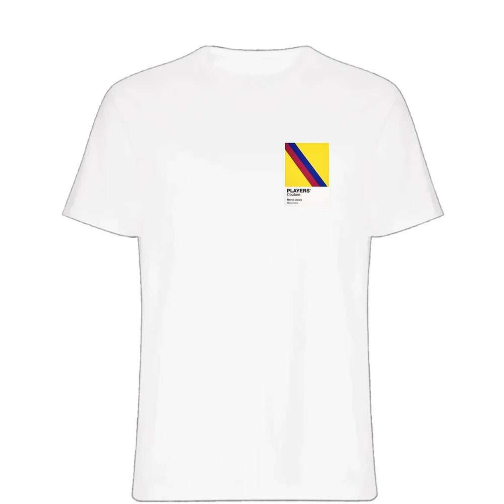 Barcelona Away t-shirt – yellow men's t-shirt featuring the Barcelona Away Players Couture logo