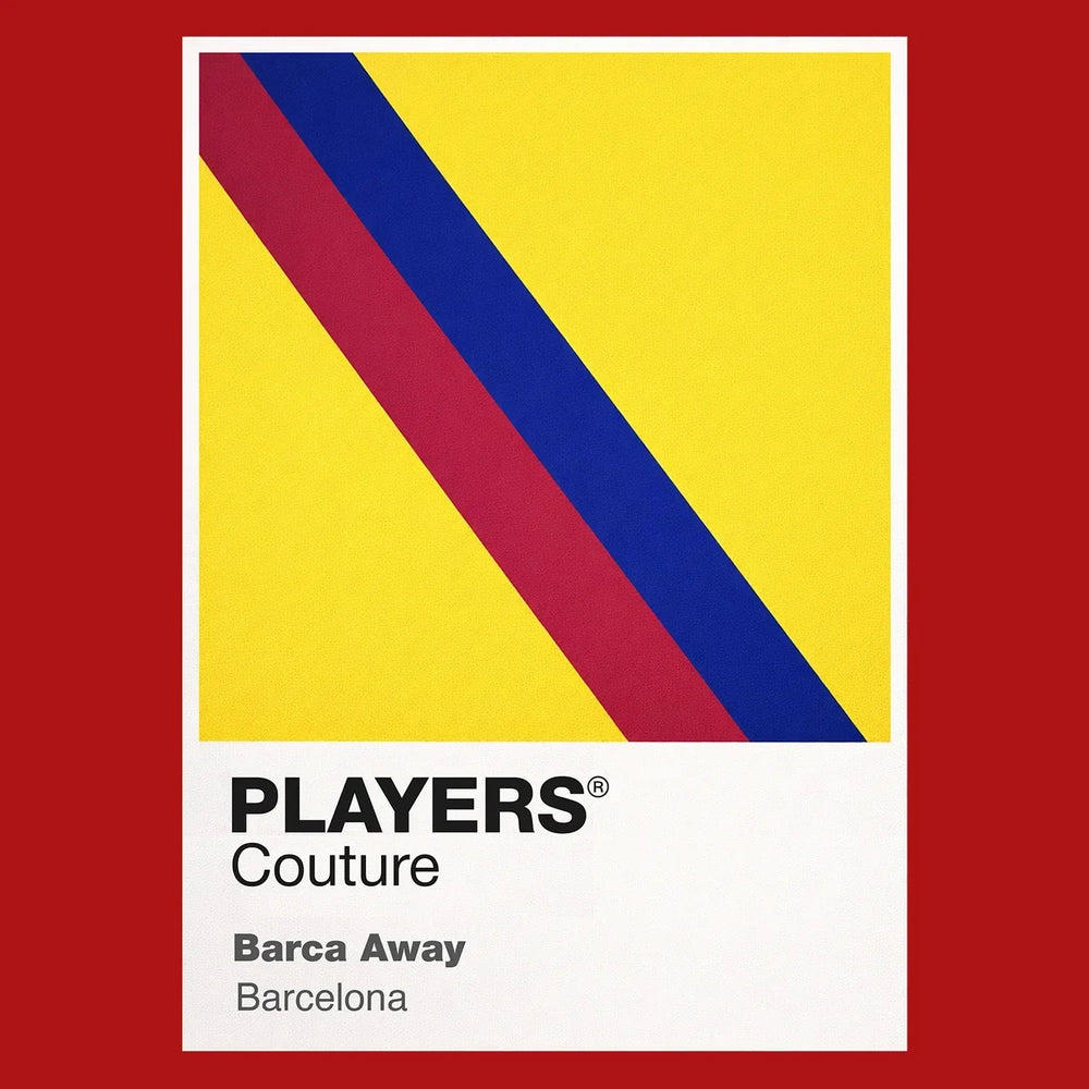 Barcelona Away Classic Football Shirt Colours Frame Men's T-Shirt – yellow close-up detail shot of the Barcelona Away