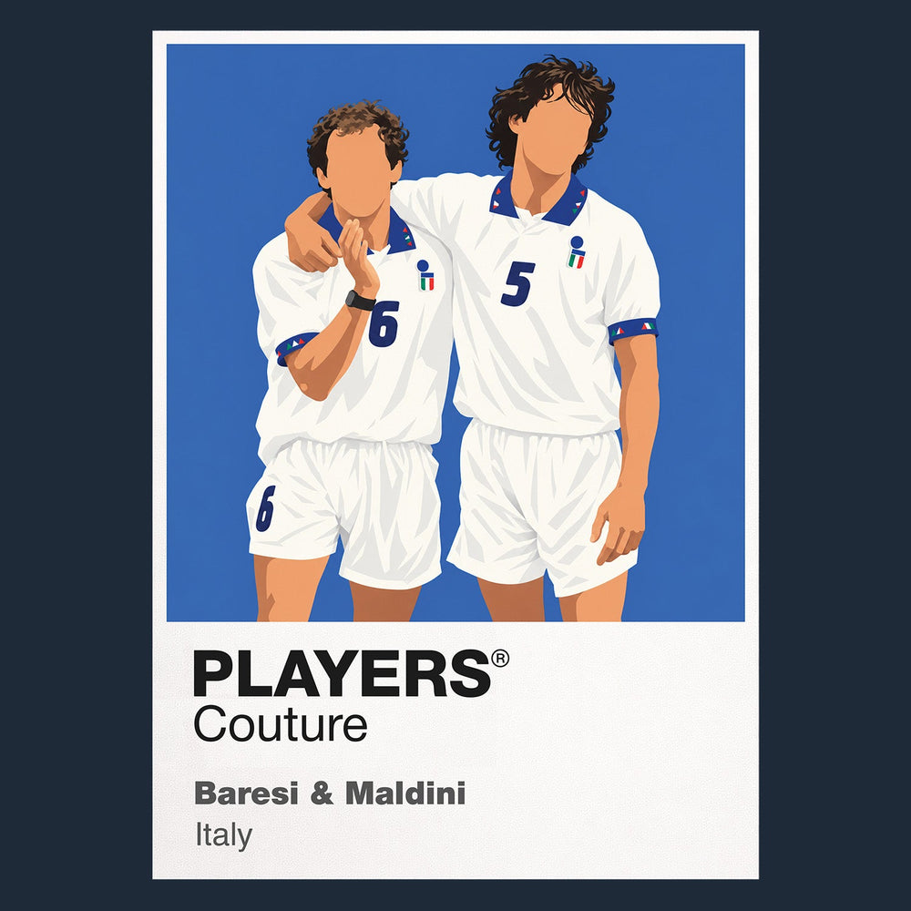 Franco Baresi and Paolo Maldini Italy Icon Frame artwork in navy
