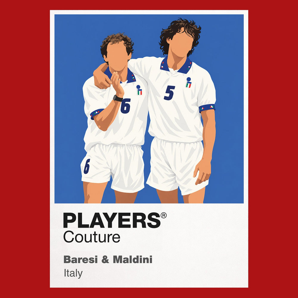 Franco Baresi and Paolo Maldini Italy Icon Frame artwork in red
