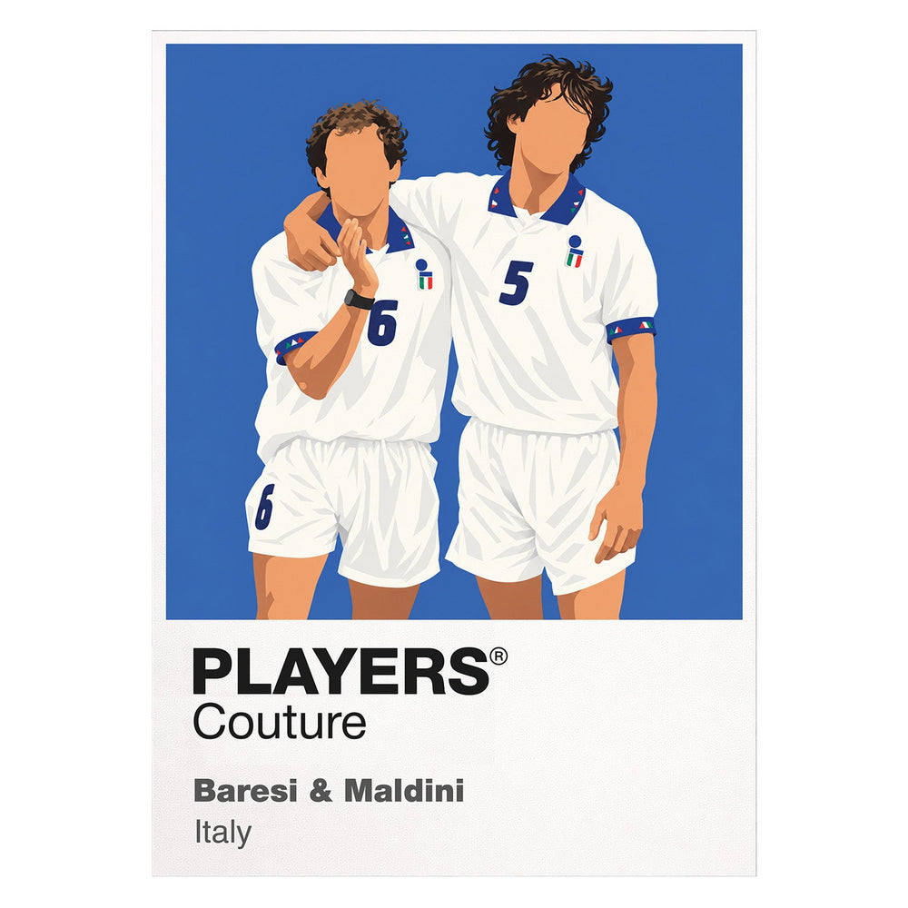 Franco Baresi and Paolo Maldini Italy Icon Frame artwork in white