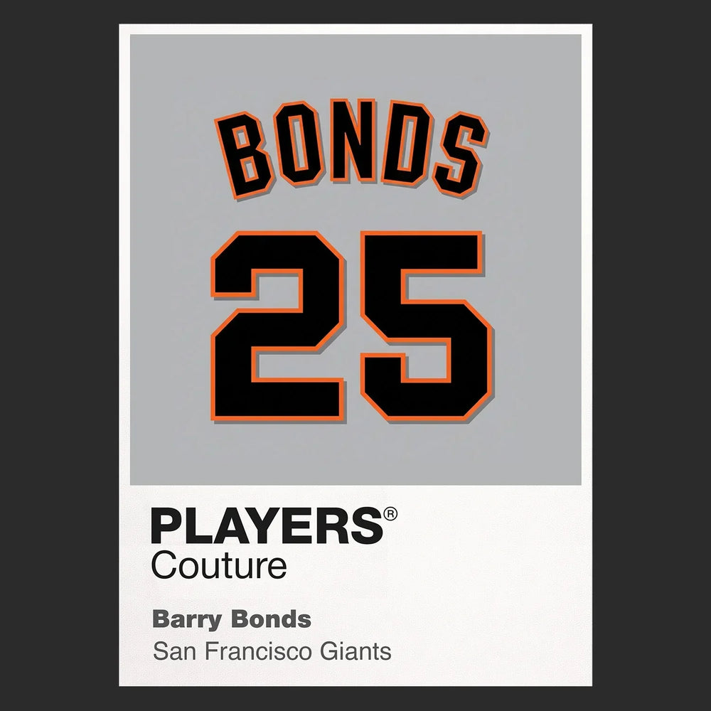 Barry Bonds 25 Jersey Frame Men's T-Shirt – black close-up detail shot of the Barry Bonds 25 Players Couture logo design