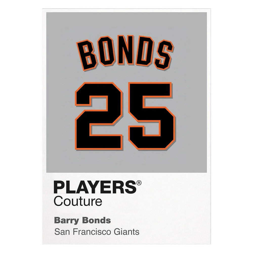 Barry Bonds 25 Jersey Frame Men's T-Shirt – white close-up detail shot of the Barry Bonds Players Couture logo design