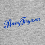 Barry Ferguson Logo Men's T-Shirt – grey close-up detail shot of the Barry Ferguson Players Couture logo design