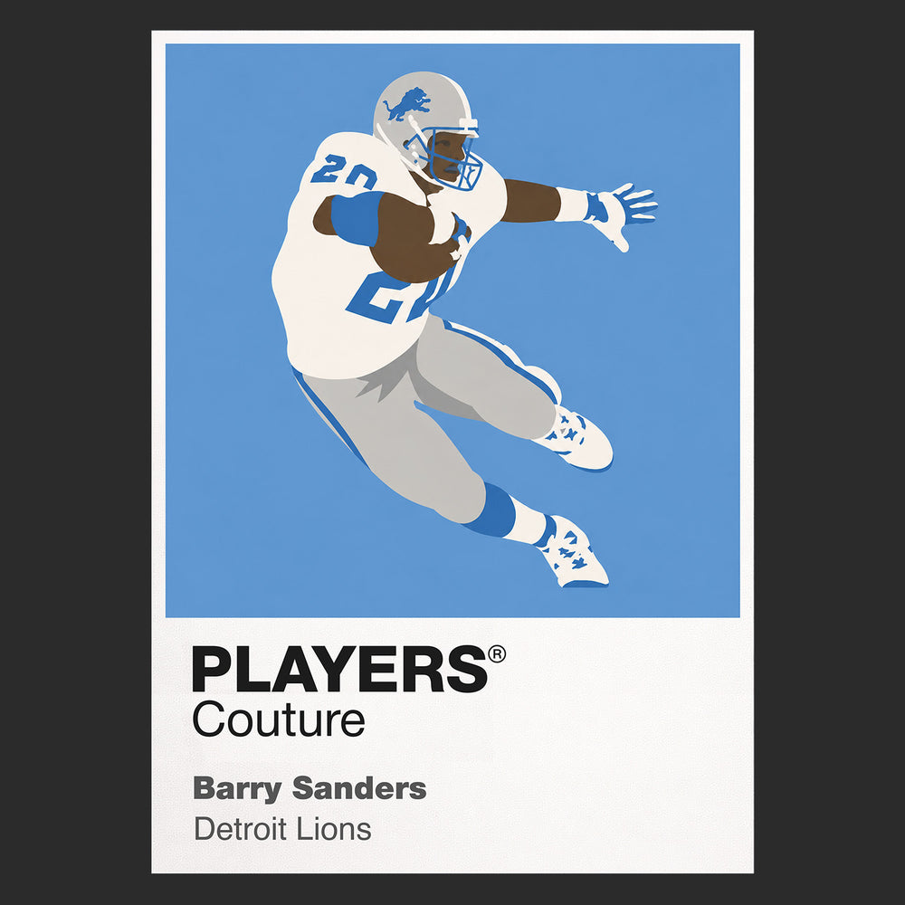 Barry Sanders Lions American Football Icon Frame Men's T-Shirt
