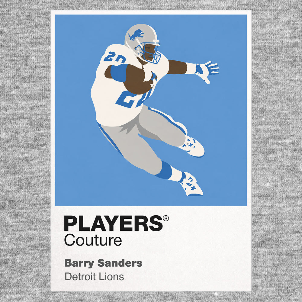 Barry Sanders Lions American Football Icon Frame Men's T-Shirt