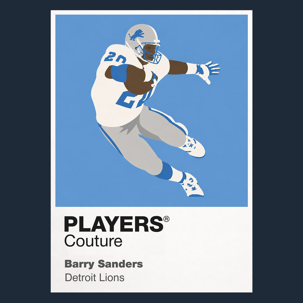Barry Sanders Lions American Football Icon Frame Men's T-Shirt