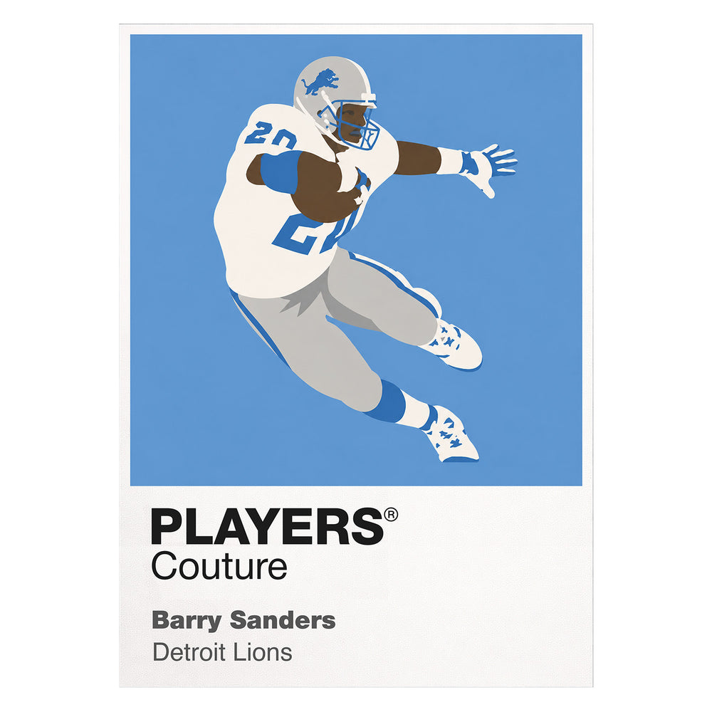 Barry Sanders Lions American Football Icon Frame Men's T-Shirt