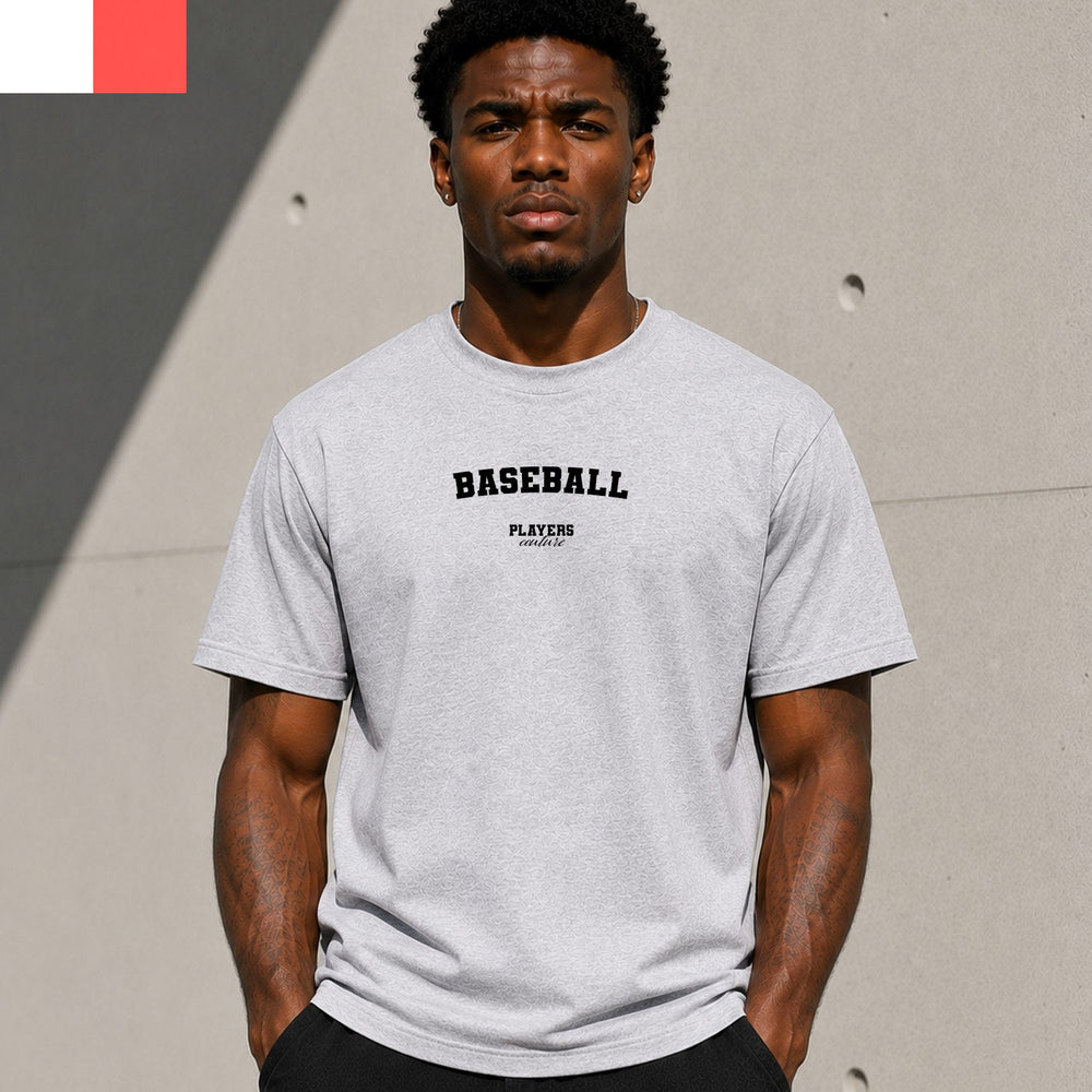 Baseball gray T-shirt lifestyle photograph