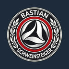 Bastian Schweinsteiger Logo Men's T-Shirt – navy close-up detail shot of the Bastian Schweinsteiger Players Couture logo