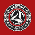 Bastian Schweinsteiger Logo Men's T-Shirt – red close-up detail shot of the Bastian Schweinsteiger Players Couture logo
