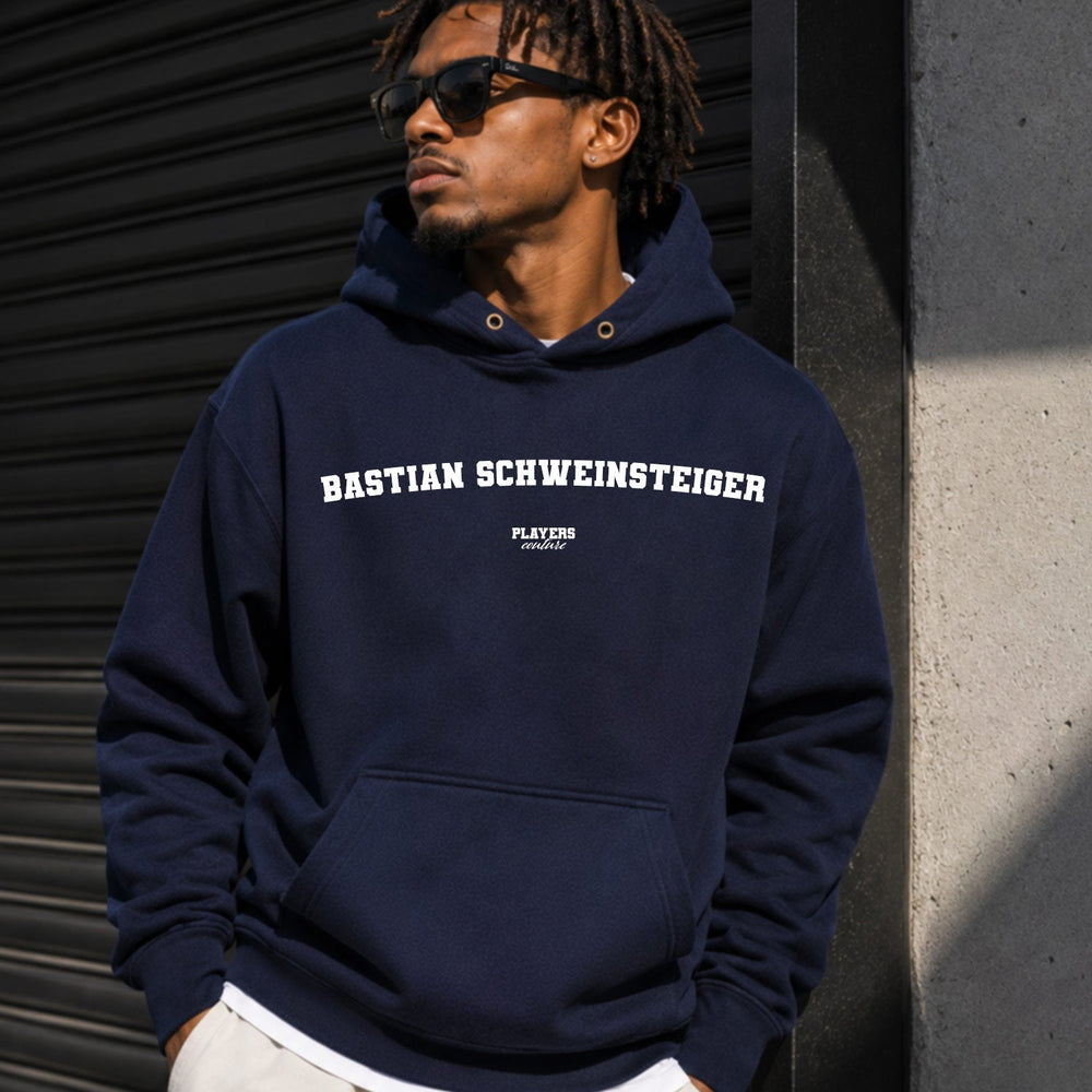 bastian-schweinsteiger name-print hoodie - navy