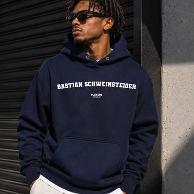 bastian-schweinsteiger name-print hoodie - navy