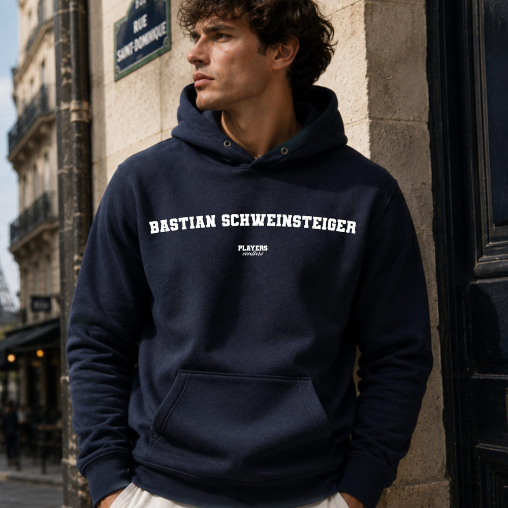 bastian-schweinsteiger name-print hoodie - navy