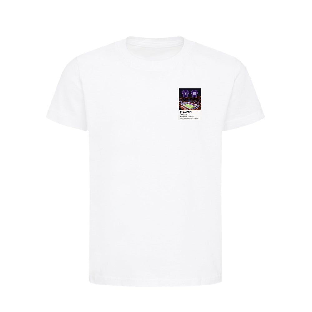 Batistuta and Rui Costa Fiorentina Icons in Lights Frame Kids T-Shirt in White