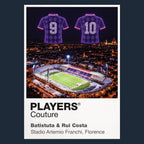 Gabriel Batistuta and Rui Costa Fiorentina numbers 9 and 10 Icons in Lights Frame artwork in navy