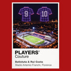 Gabriel Batistuta and Rui Costa Fiorentina numbers 9 and 10 Icons in Lights Frame artwork in red