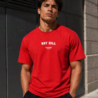 Bay Hill red T-shirt lifestyle photograph
