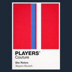 Bayern Munich Classic Football Shirt Colours Frame Men's T-Shirt – navy close-up detail shot of the Bayern Munich Players