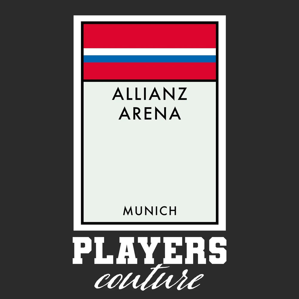 Bayern Munich Monopoly Card t-shirt – black men's t-shirt with white Bayern Munich Monopoly Card letters and Players Couture