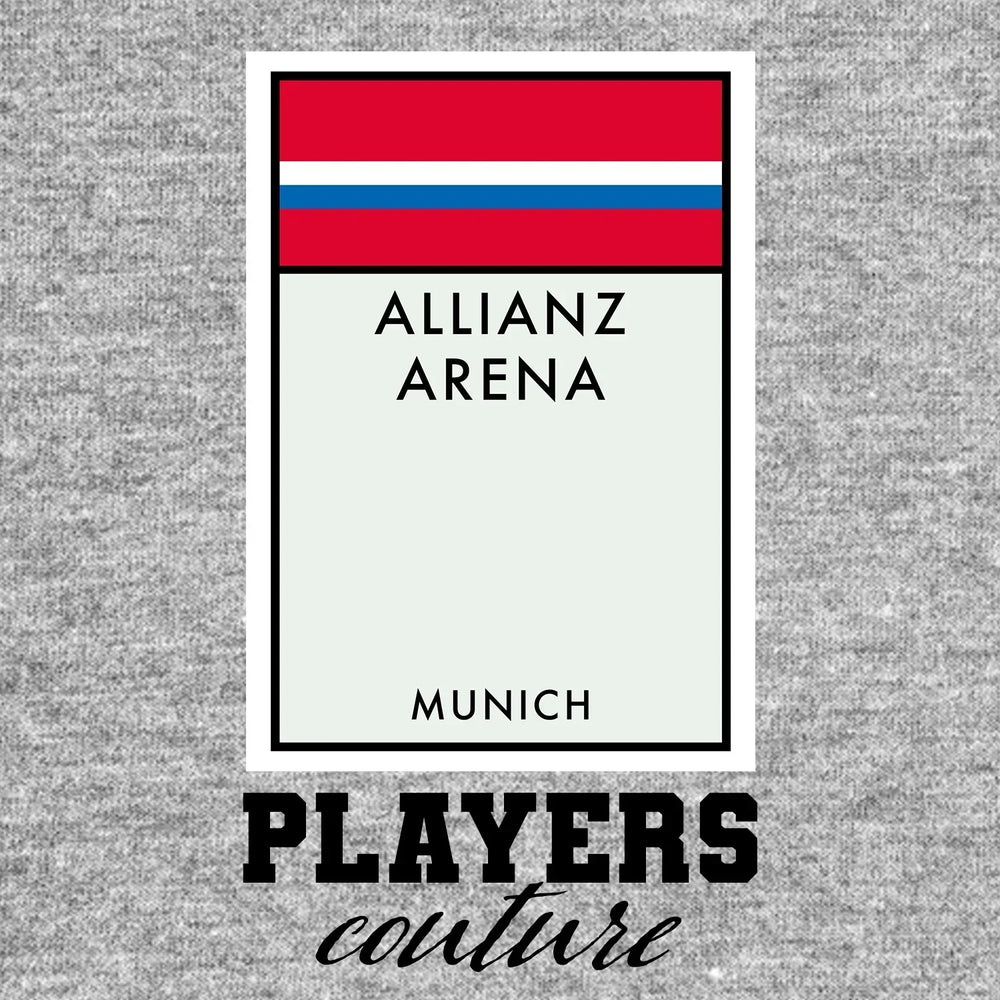 Bayern Munich Monopoly Card t-shirt – grey men's t-shirt with black Bayern Munich Monopoly Card letters and Players Couture