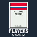 Bayern Munich Monopoly Card t-shirt – navy men's t-shirt with white Bayern Munich Monopoly Card letters and Players Couture
