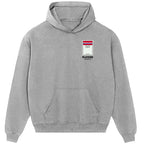 Bayern Munich Monopoly Card hoodie – close-up of white Bayern Munich Monopoly Card lettering and Players Couture logo on the