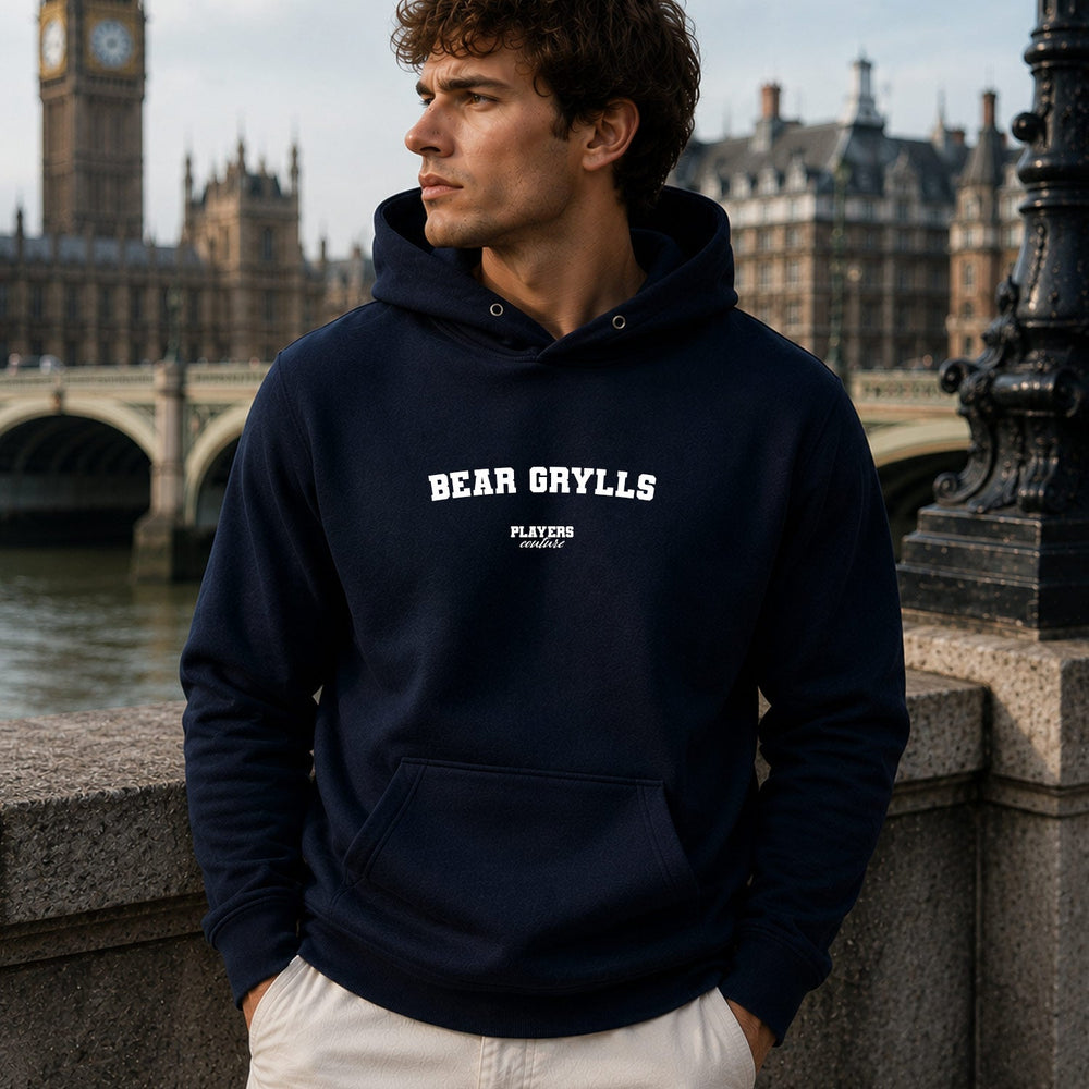 bear-grylls name-print hoodie - navy