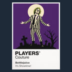 Beetlejuice Betelgeuse in his striped suit within Tim Burton's handcrafted afterlife Icon Frame artwork in navy