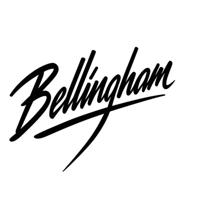 Jude Bellingham Script Logo Men's Hoodie – white close-up detail shot of the Jude Bellingham Script Players Couture logo