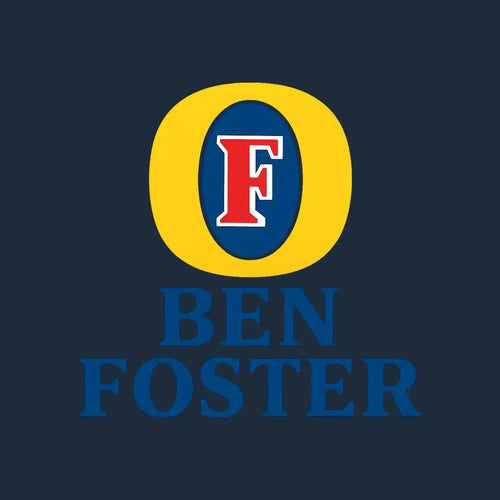Ben Foster Logo Men's T-Shirt – navy close-up detail shot of the Ben Foster Players Couture logo design