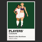 Bend It Like Beckham Jess and Jules pursuing football at Hounslow Harriers while expectations close around them Icon Frame artwork in black