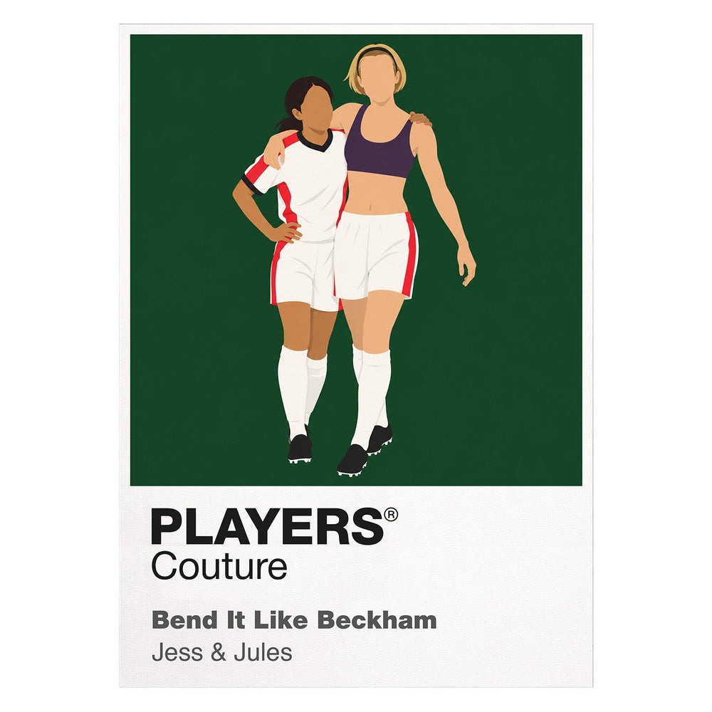 Bend It Like Beckham Jess and Jules pursuing football at Hounslow Harriers while expectations close around them Icon Frame artwork on white